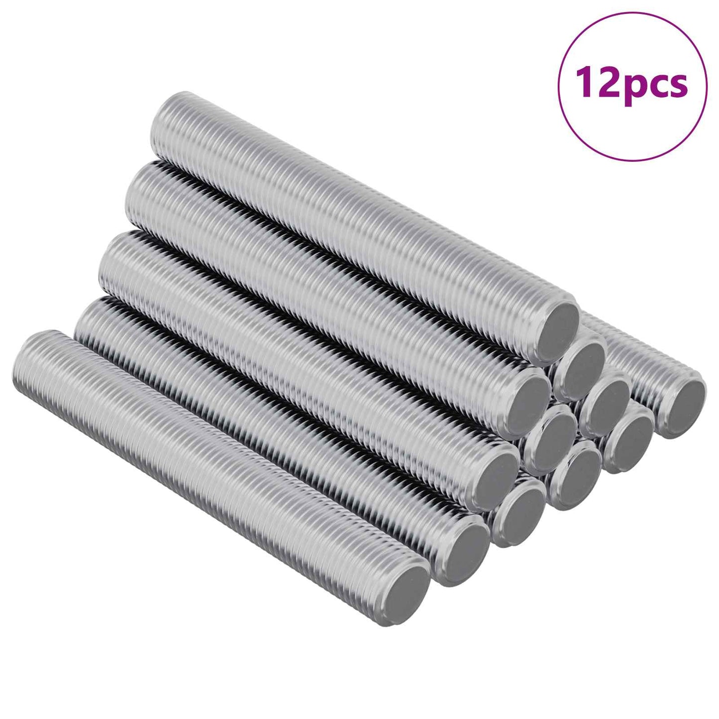 Threaded Rod 12 pcs Silver 8 x 55 mm Steel