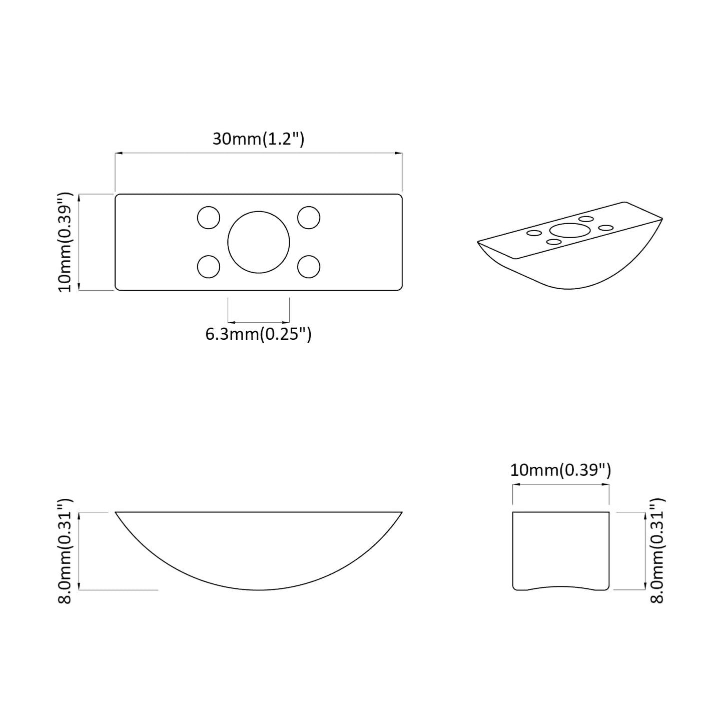 Half-moon Washer 2 pcs White M6 Polypropylene