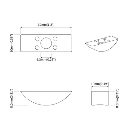 Half-moon Washer 2 pcs White M6 Polypropylene