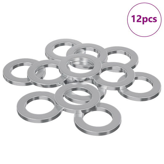 Washers 12 pcs Silver 10 x 10 x 1.2 mm Iron