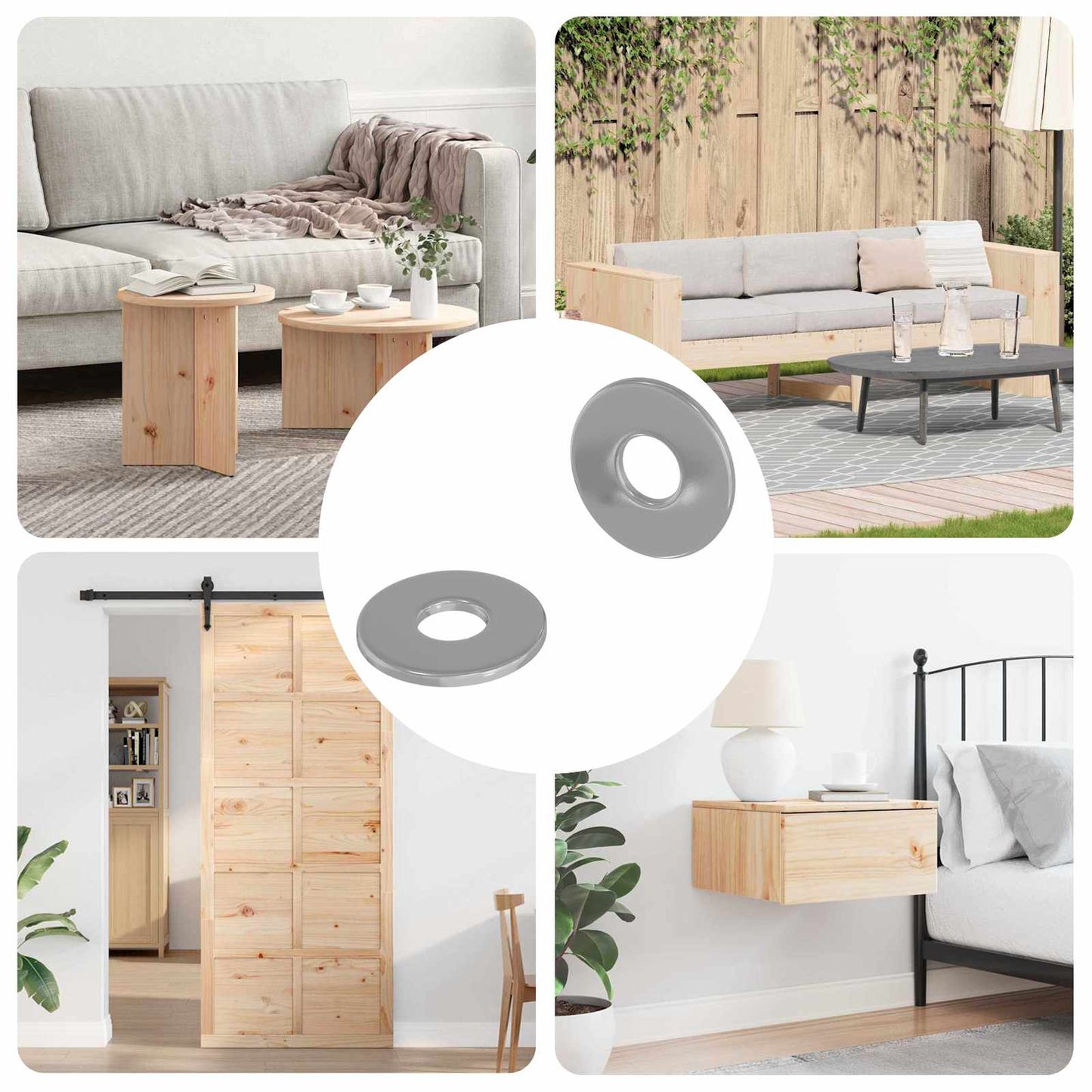 Washers 2 pcs Silver 12 x 12 x 1.2 cm Iron