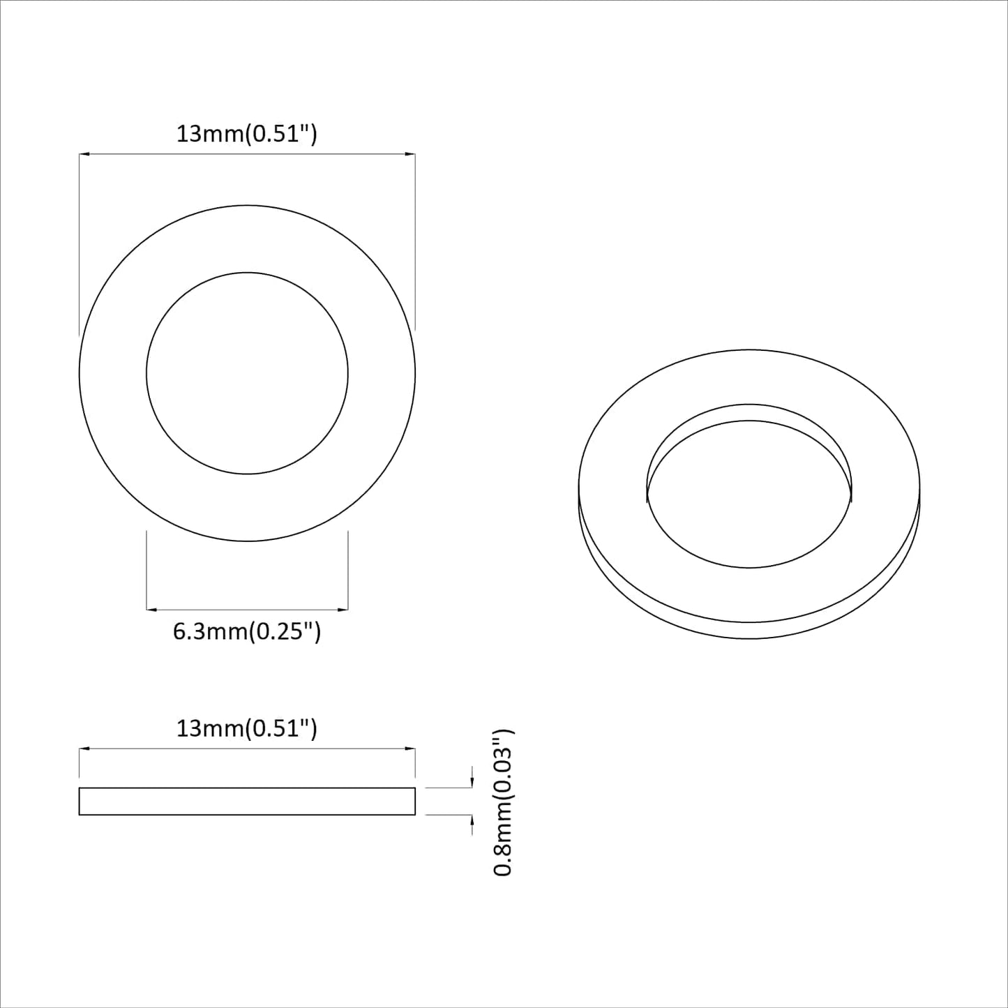 Washers 12 pcs Silver 12 x 12 x 1.2 cm Iron