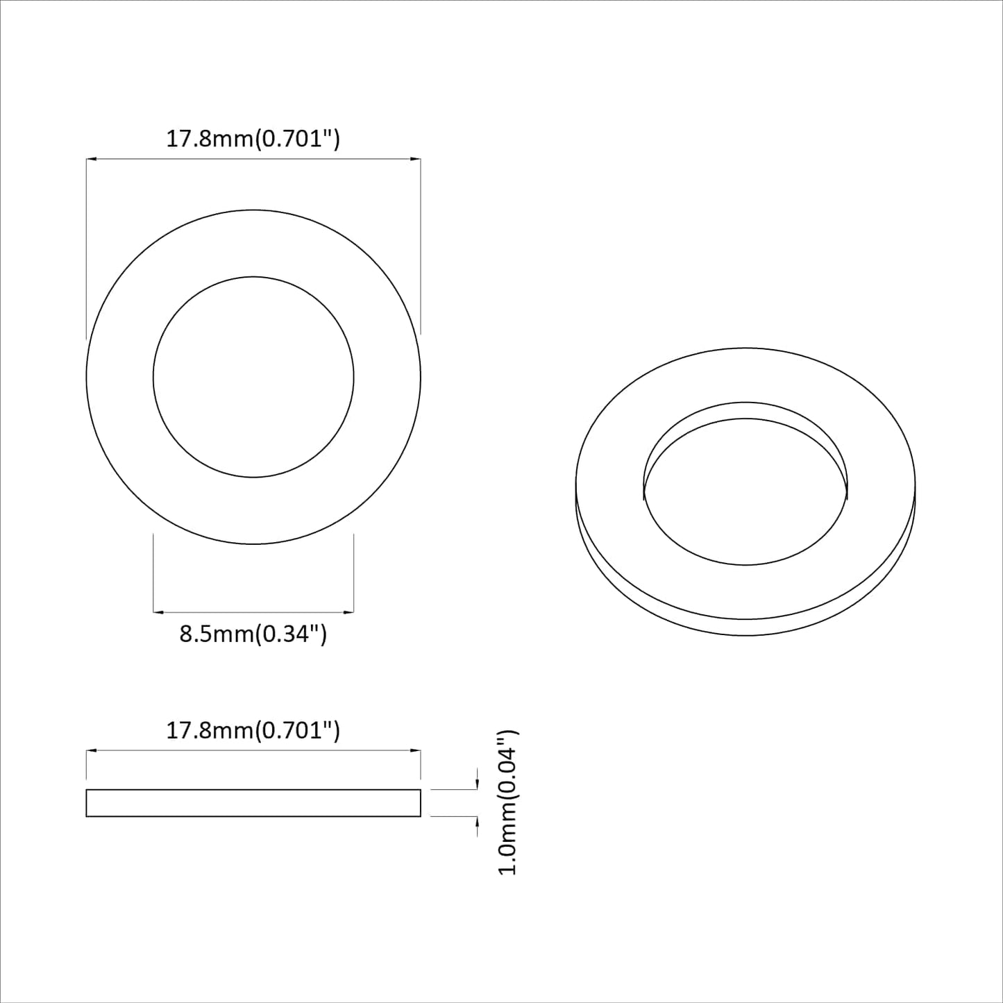Washers 12 pcs Silver 16 x 16 x 1.5 cm Iron