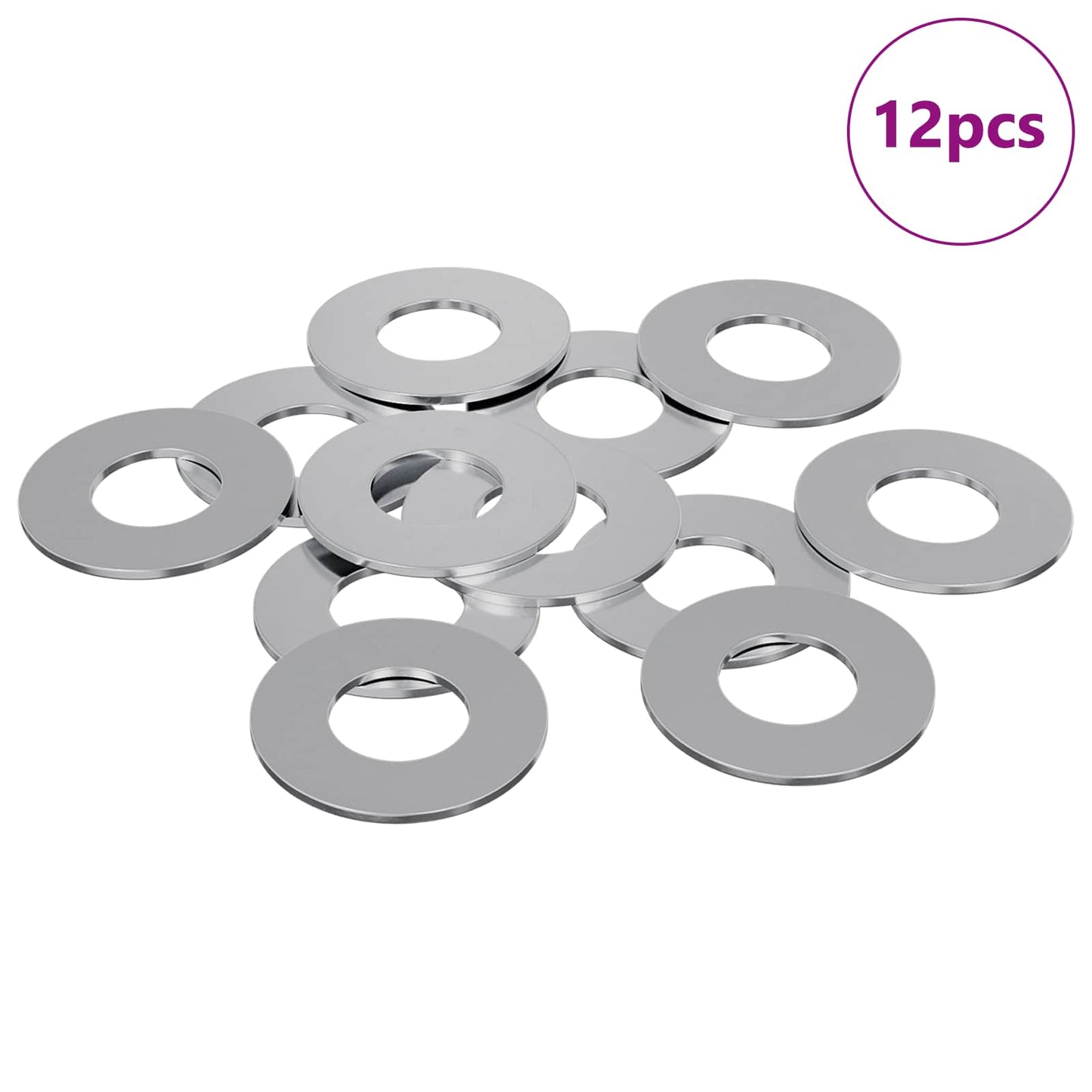 Washers 12 pcs Silver 16 x 16 x 1.5 cm Iron
