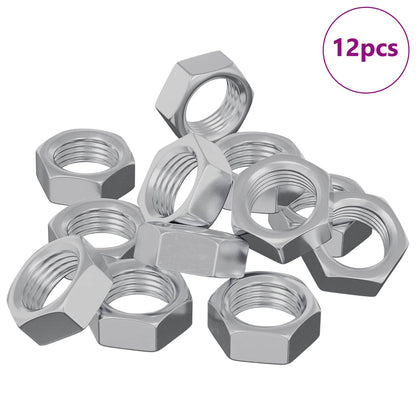 Hex Nut 12 pcs Silver M6 Metal