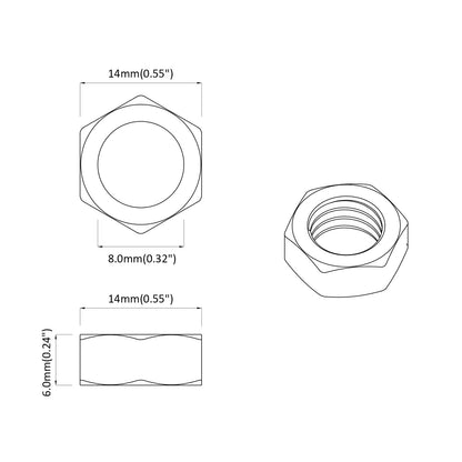 Hex Nut 3600 pcs Silver Metal