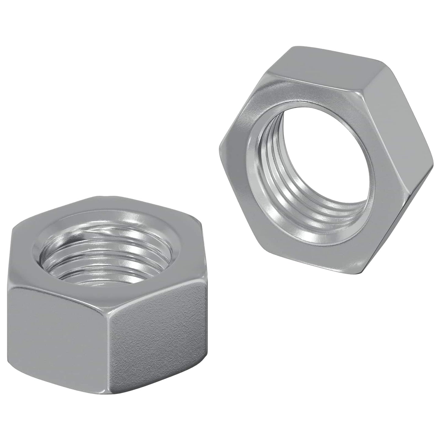 Hex Nut 2 pcs Silver M6 Metal