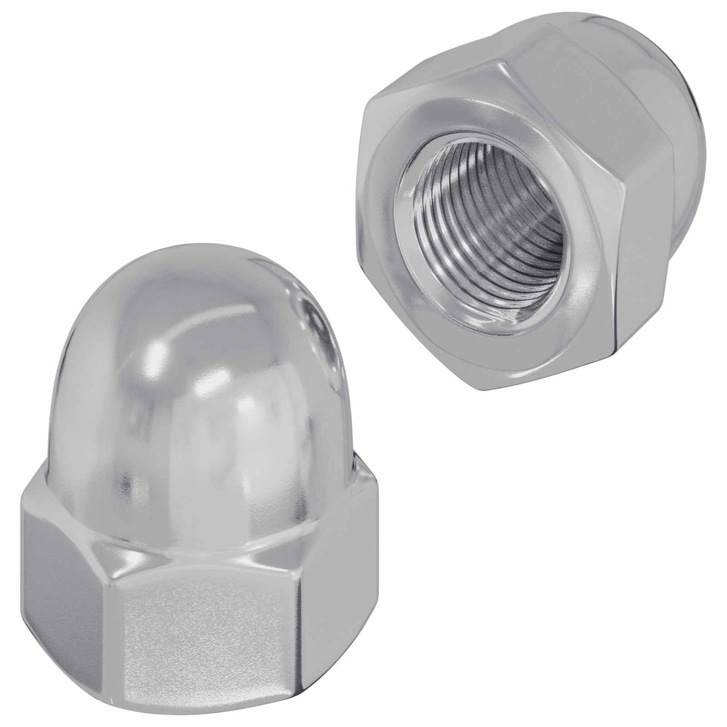 Hex Acorn Nuts 2 pcs Silver M8 Metal