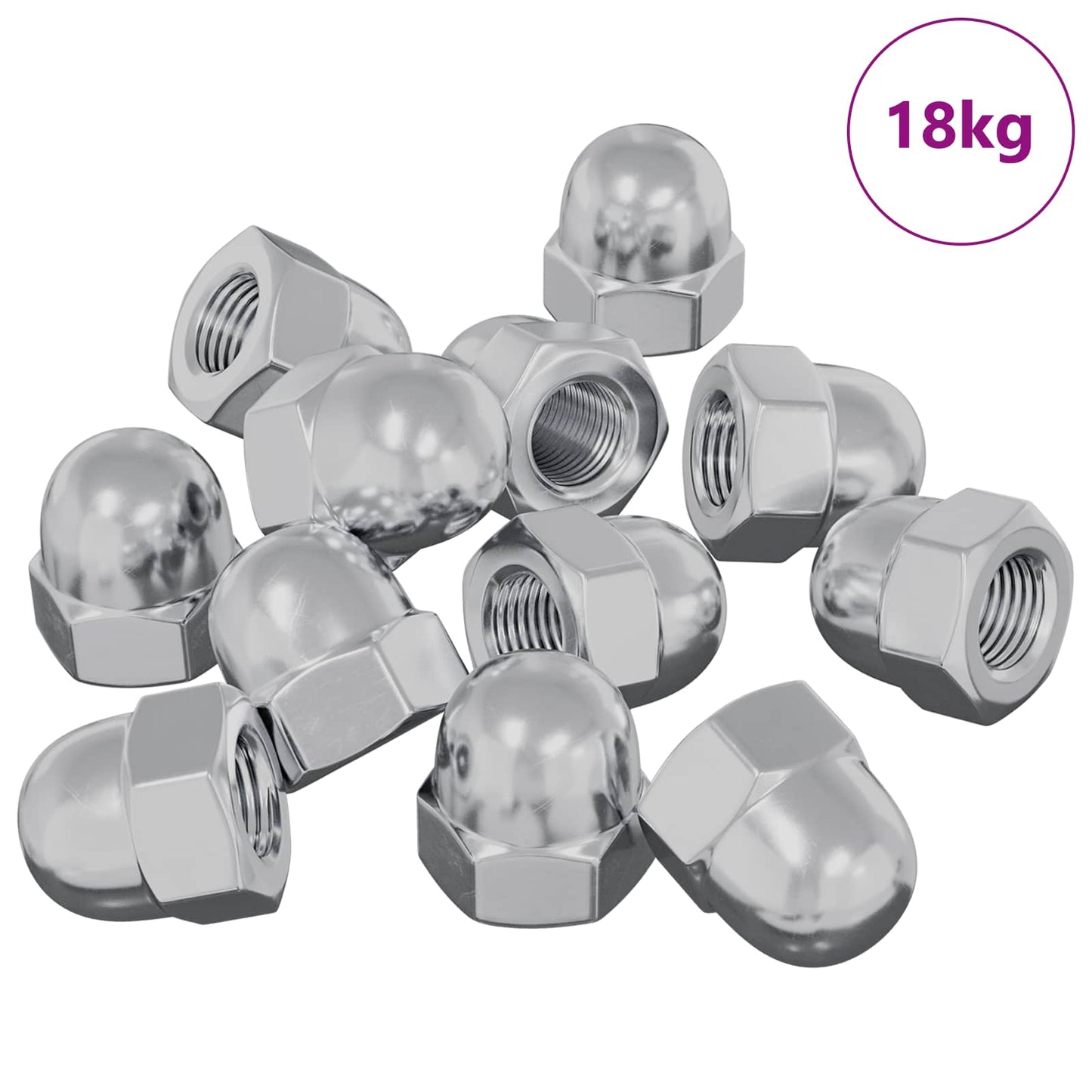 Hex Acorn Nuts 3913 pcs Silver Metal
