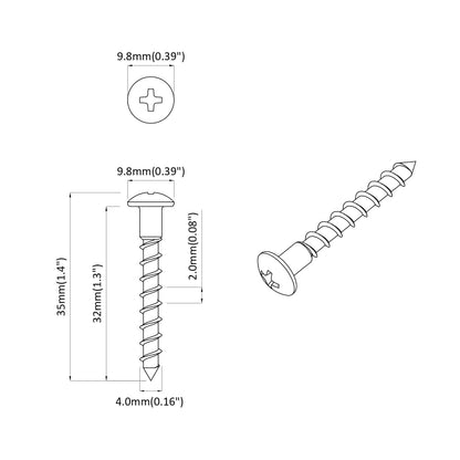 Screw 2 pcs Silver 9.8 x 35 mm Iron