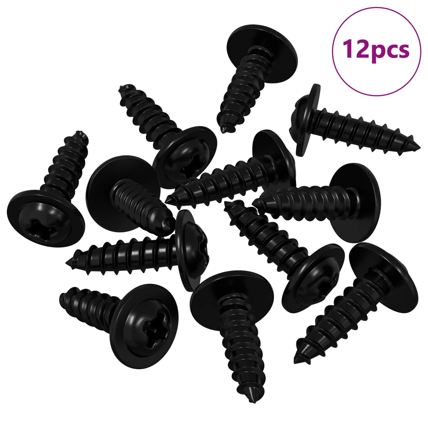 Self Tapping Nail 12 pcs Black 3.5 x 12 mm Iron
