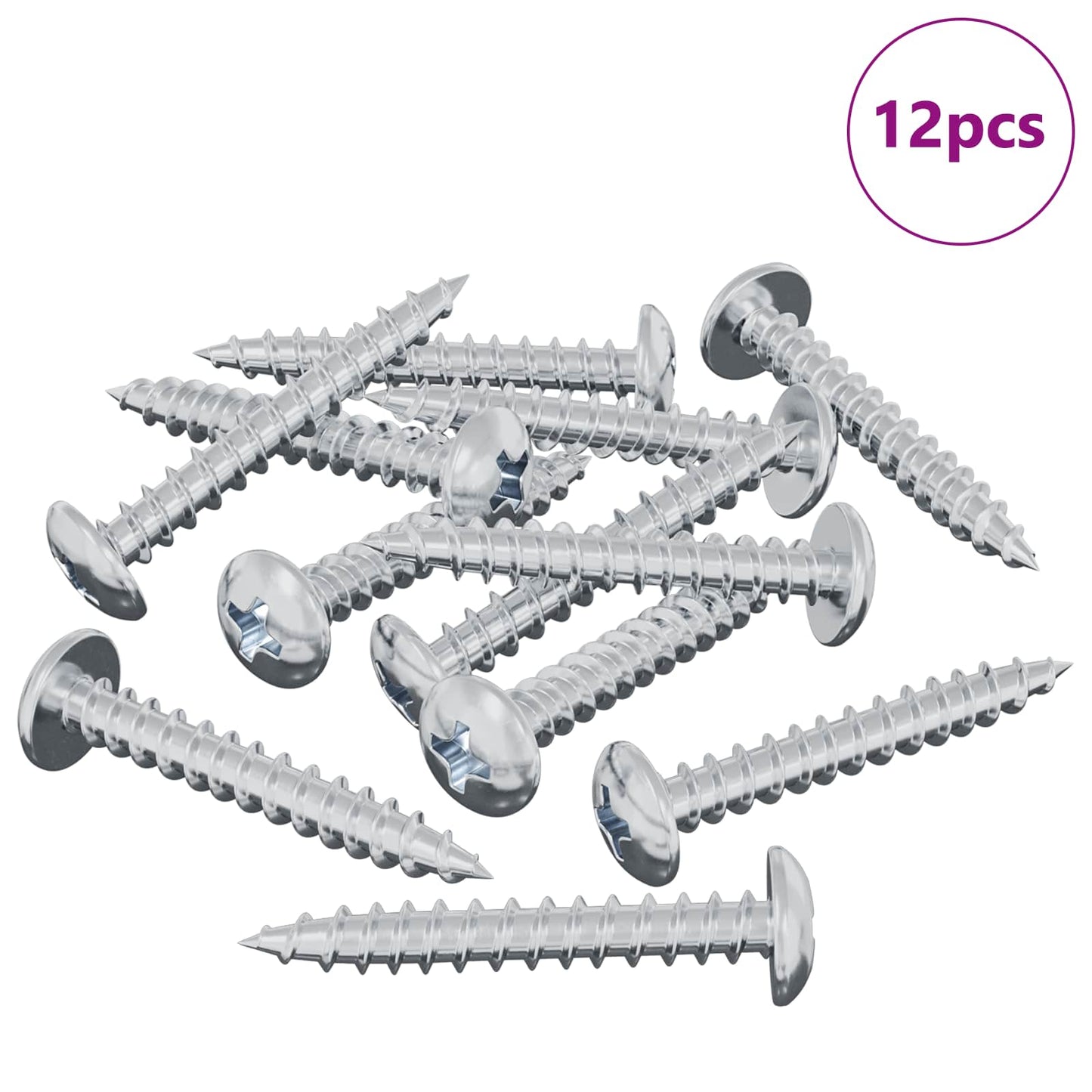 Wood Screw 12 pcs Silver M4 x 28 mm Iron