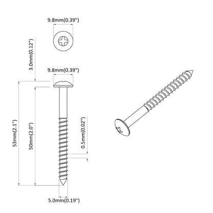Wood Screw 12 pcs Silver 9.8 x 53 mm Steel