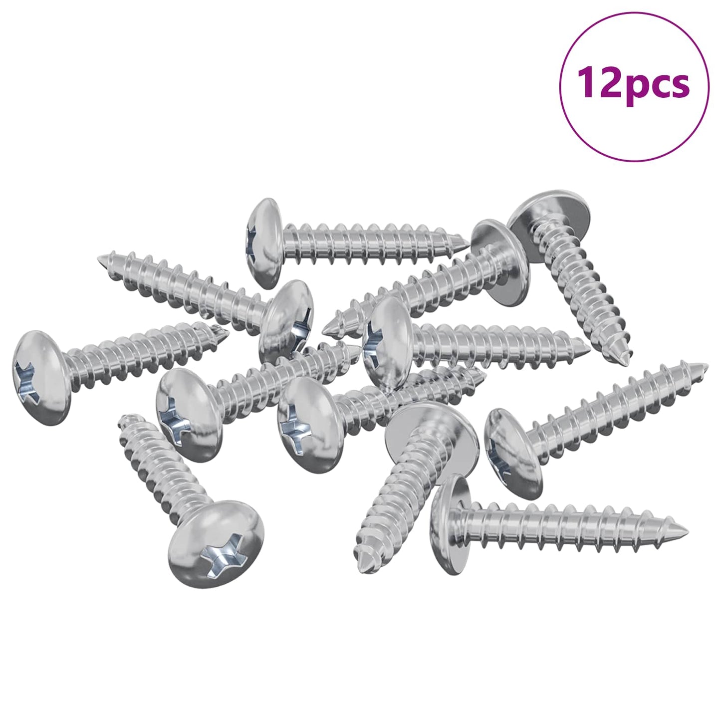 Wood Screws 12 pcs Silver M3.5 x 20 mm Steel