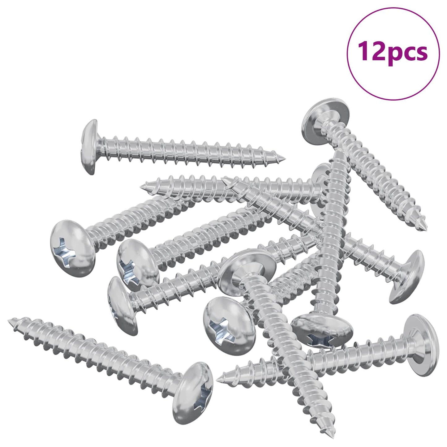 Wood Screws 12 pcs Silver M4 x 28 mm Steel