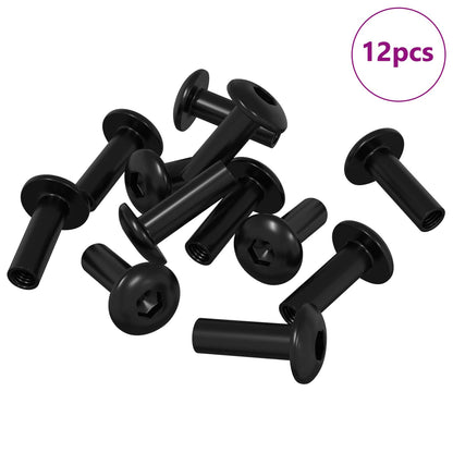 Sleeve Nuts 12 pcs Black M4 x 14.5 mm Metal