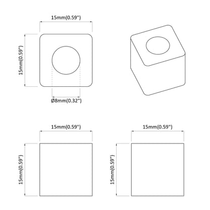 Drawer Holder 2 pcs Black 15 x 15 x 15mm PP Copolymer