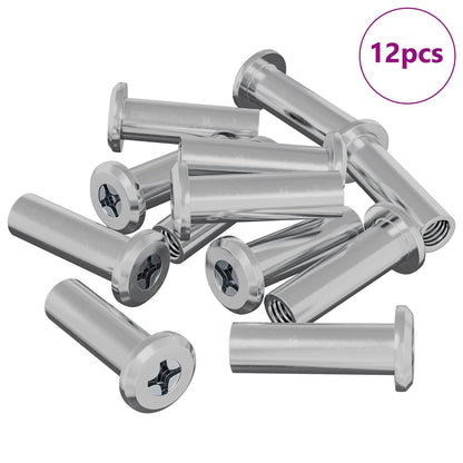 Lock Nut 12 pcs Silver M6 x 25 mm Steel