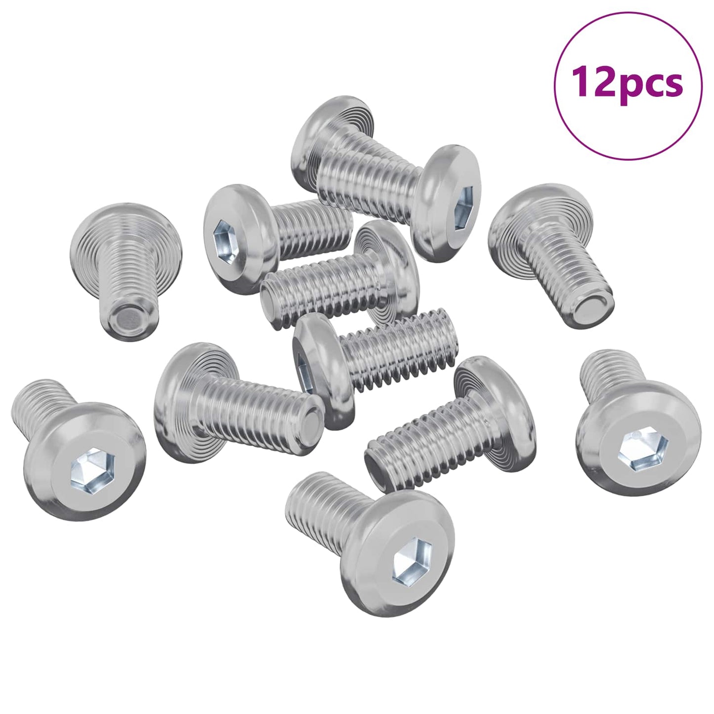 Lock Screw Plain 12 pcs Silver M6 x 12 mm Steel