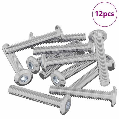 Head Lock Screw 12 pcs Silver M6 x 35 mm Steel