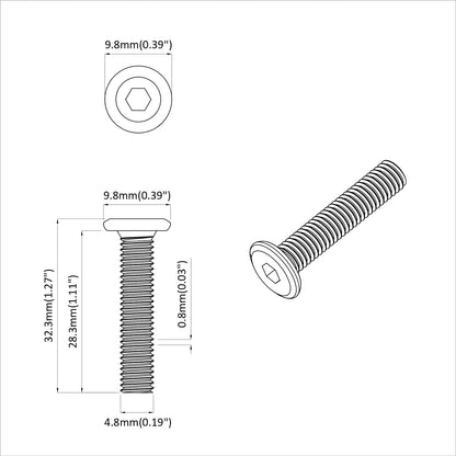Screw 2 pcs Silver 5 x 30 mm Iron