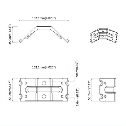 Bracket 212 pcs Zinc-coated 106 x 55 x 1.5mm Steel
