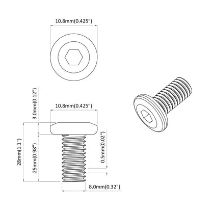 Screw 2 pcs Silver 8 x 25 mm Steel