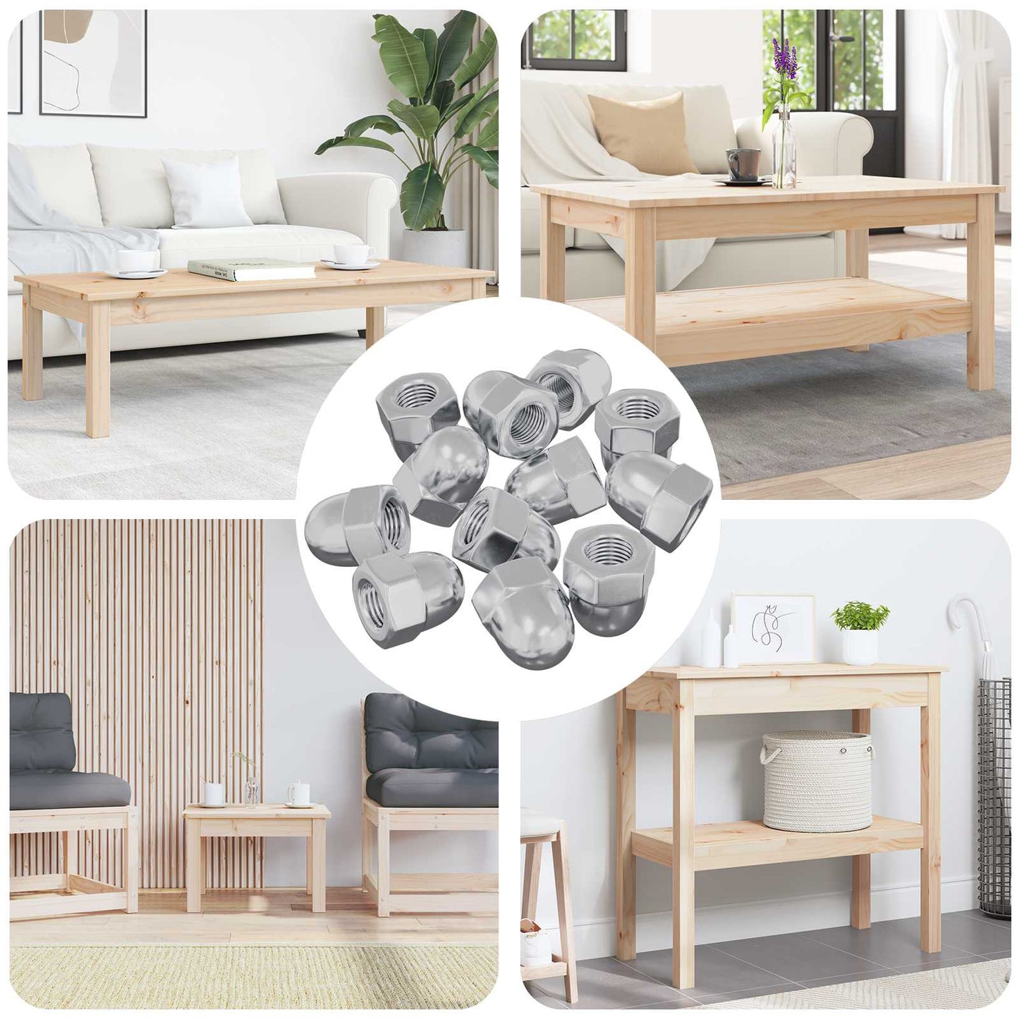 Nut 9574 pcs Silver M6 x 10 mm Iron