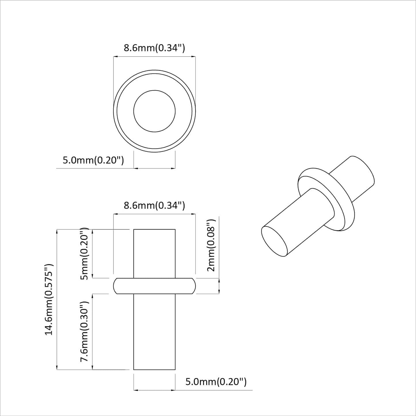 Shelf Peg 2 pcs Silver 8.6 x 8.6 x 14.6 mm Steel
