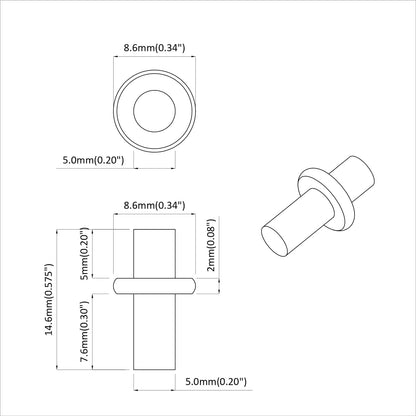Shelf Peg 2 pcs Silver 8.6 x 8.6 x 14.6 mm Steel