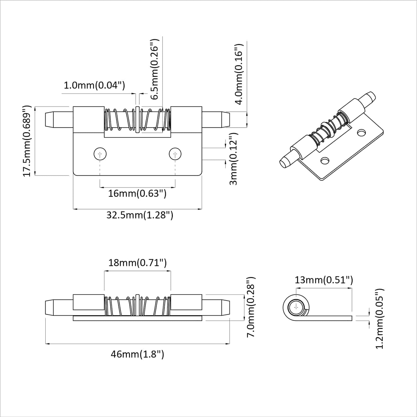 Latch 2 pcs Silver 46 x 17 x 1.2 mm Steel