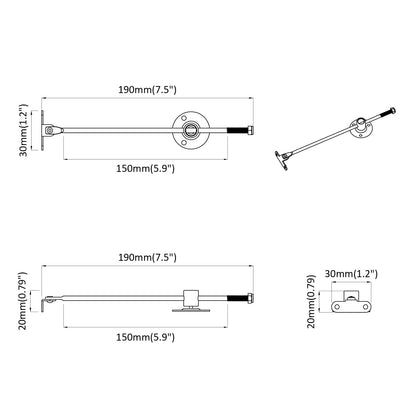 Pull Rod Hinge 12 pcs Silver 190 mm Metal