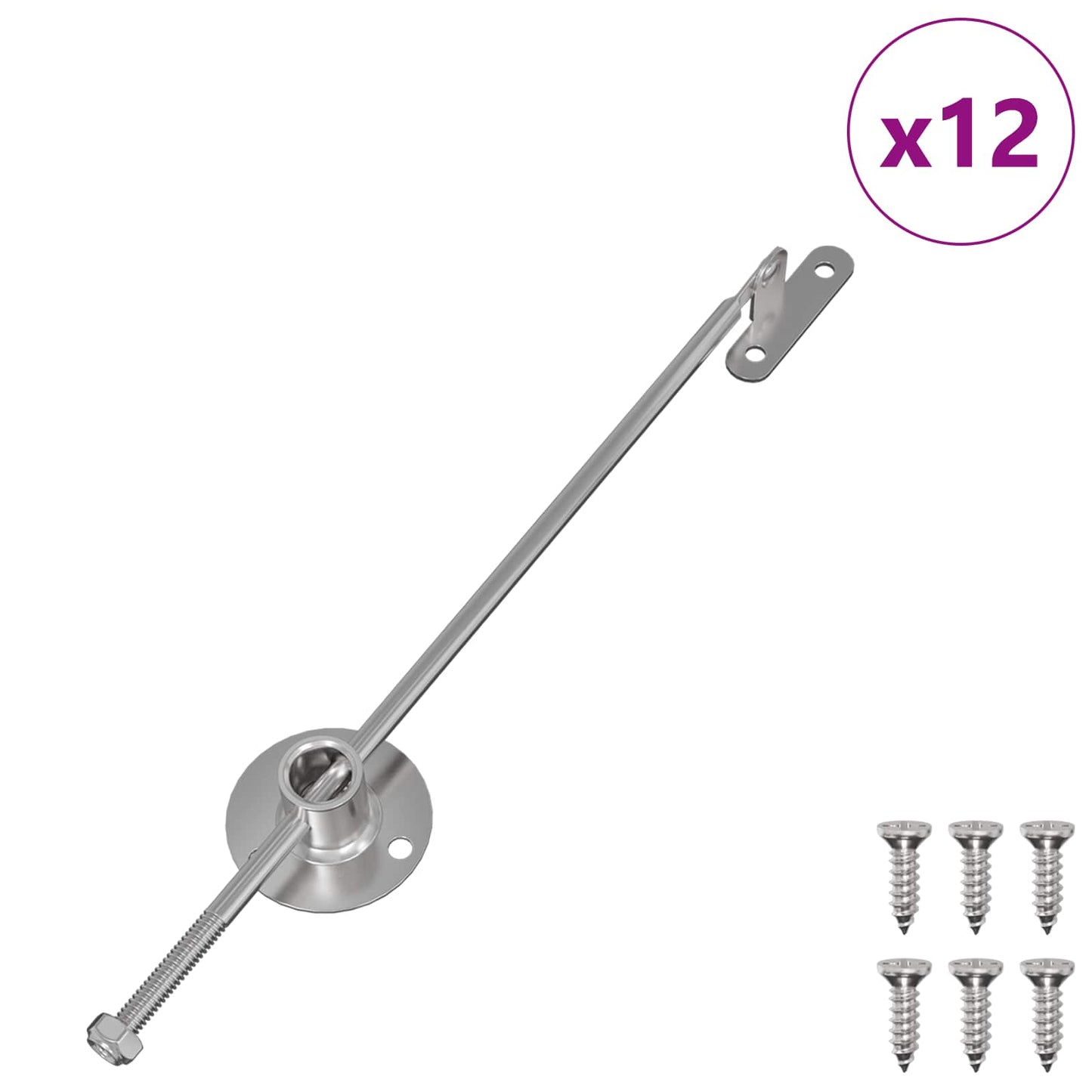 Pull Rod Hinge 12 pcs Silver 190 mm Metal