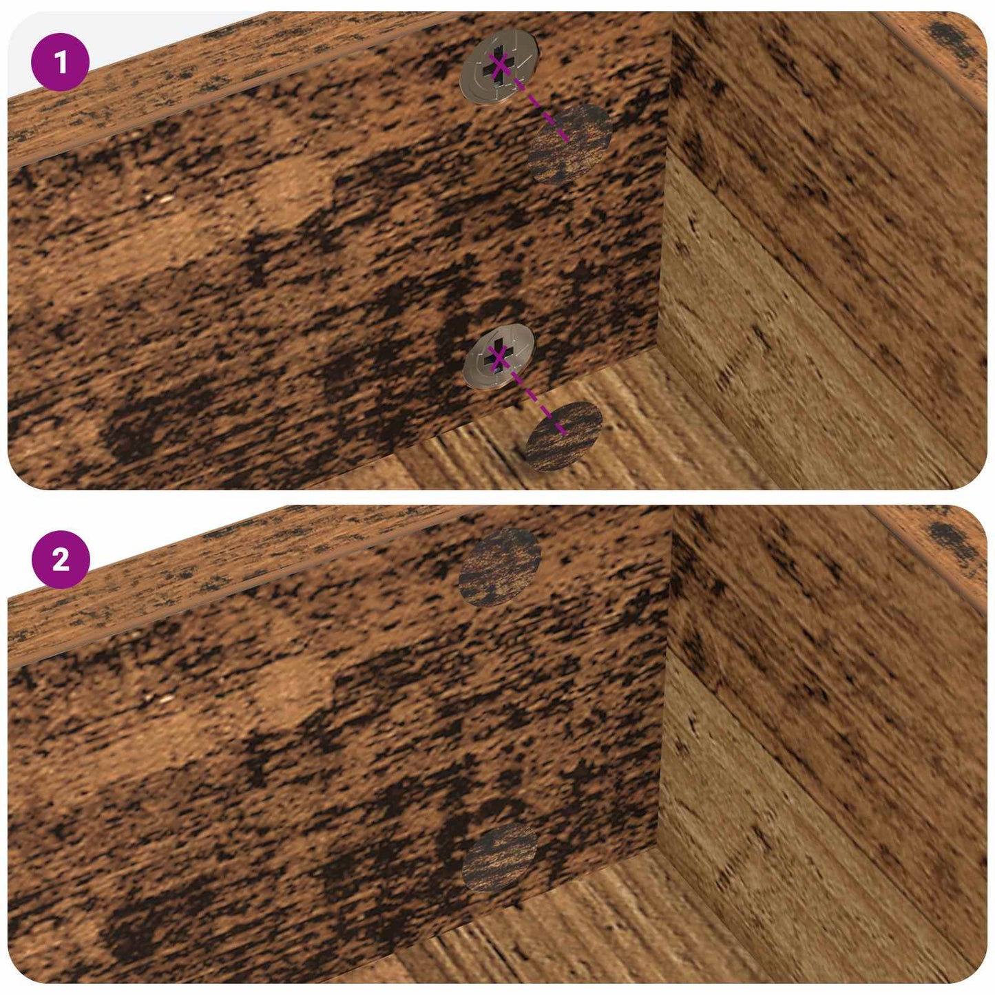Self-adhesive Screw Cover 2 pcs Old Wood Ø 20 x 0.5 mm