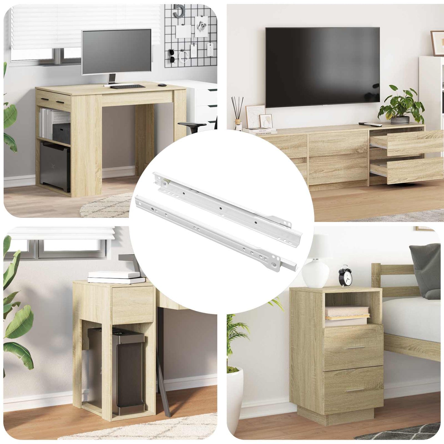 Drawer Slide 2 pcs White 300 mm Steel