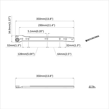 Drawer Slide 2 pcs White 350 mm Steel