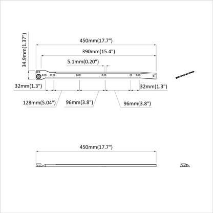 Drawer Slide 12 pcs White 450 mm Steel