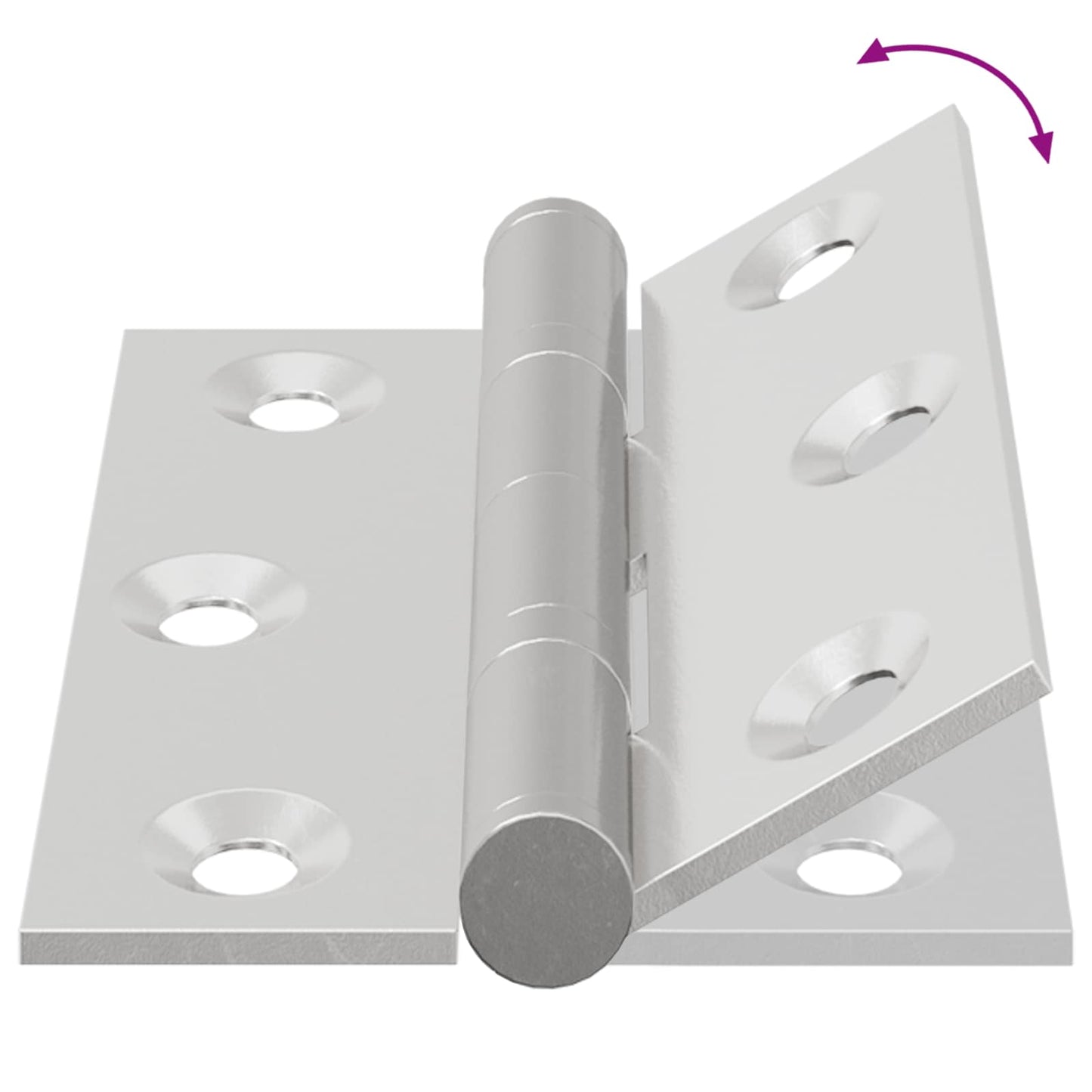 Hinge 2 pcs Silver 50 x 38 x 1.3 mm Steel