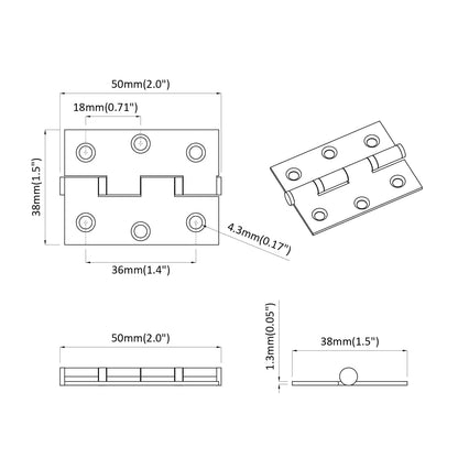 Hinge 720 pcs Silver 50 x 38 x 1.3 mm Steel