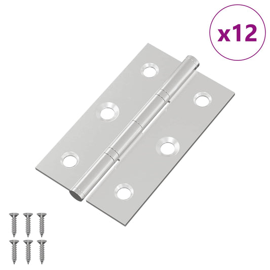 Hinge Plain 12 pcs Silver 58 x 35 x 1 mm Steel