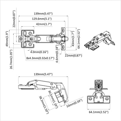 Hinge 126 pcs Nickel 139 x 64.1 x 10 mm Iron