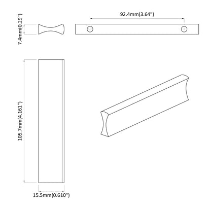 Handle Plain 12 pcs Silver 105.7 x 7.4 x 15.5 mm Aluminium