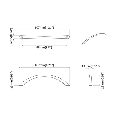 Handle 2 pcs Silver 107 x 3.6 x 23 mm Stainless Steel