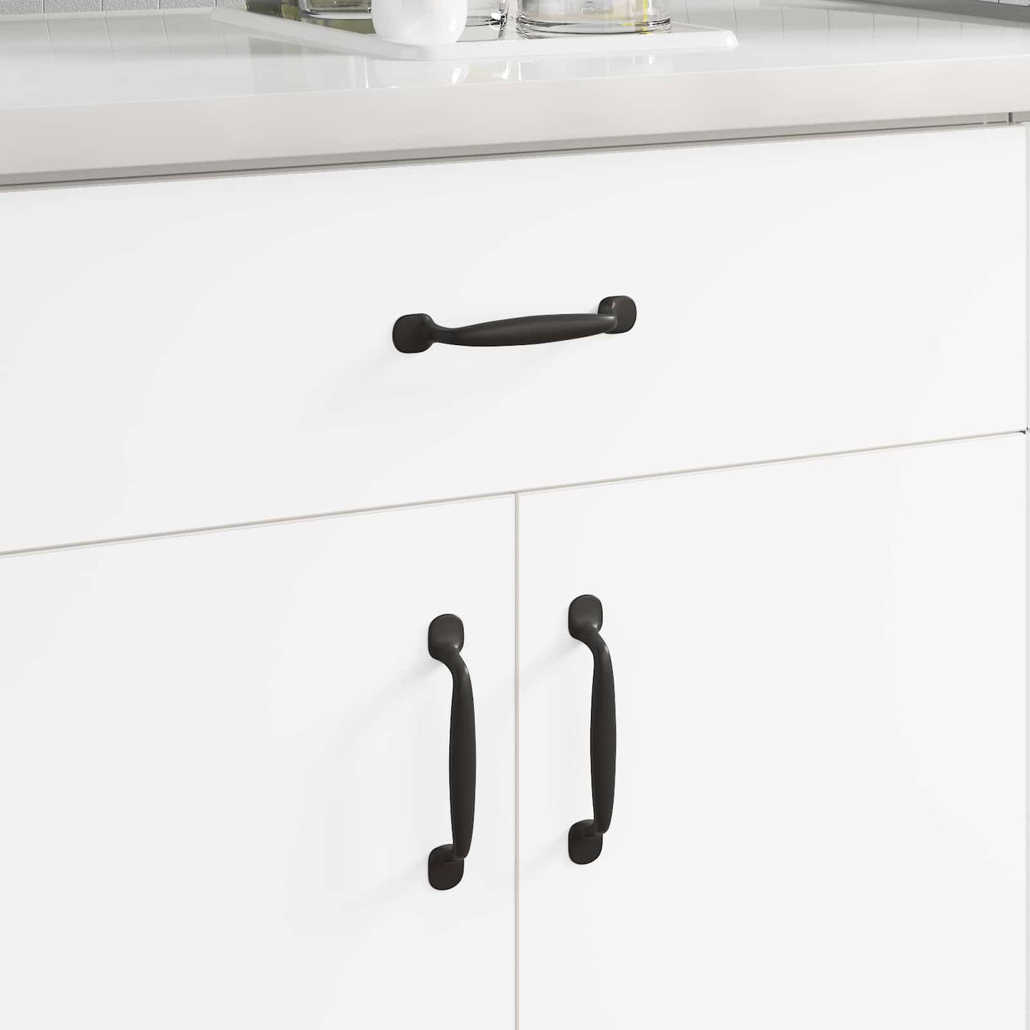 Furniture Handle 2 pcs Black 130 x 19.4 x 22.3 mm Aluminium