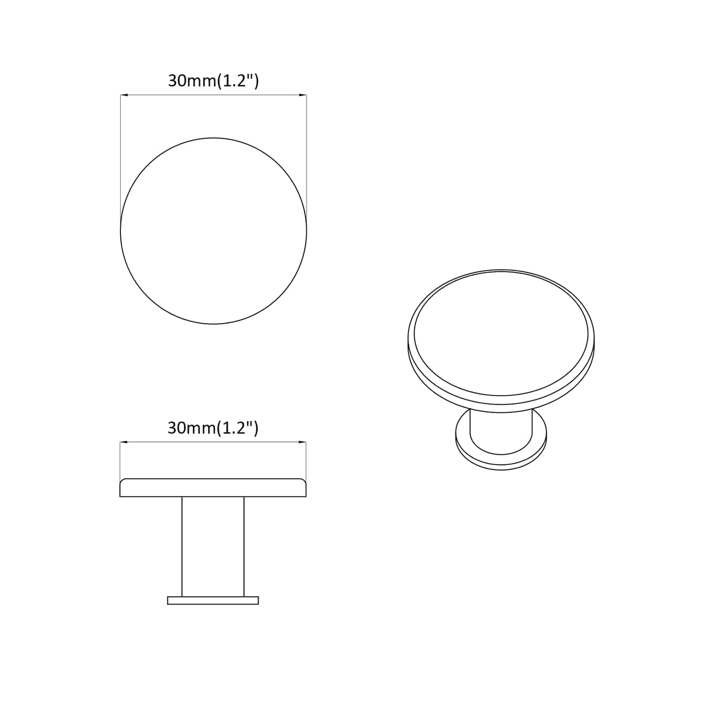 Handle 2 pcs Black Ø30 mm Aluminium