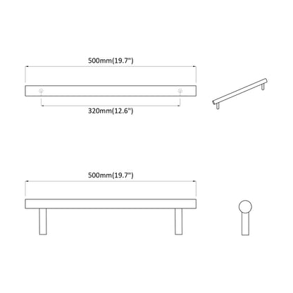 Handle 12 pcs Silver 500 mm Steel