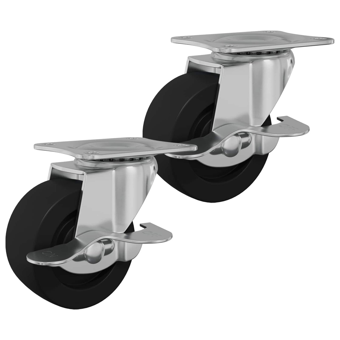 Caster 2 pcs Black and silver 50.7 x 50.7 x 24.4 mm