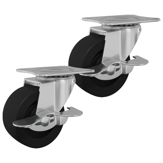 Caster 2 pcs Black and silver 50.7 x 50.7 x 24.4 mm