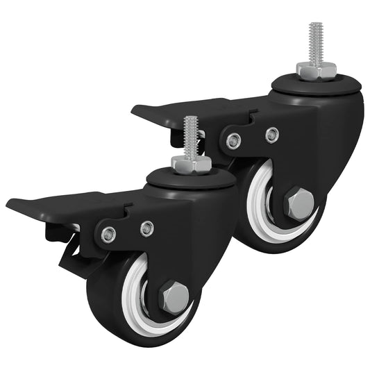 Casters 2 pcs Black M6 x 37 mm Iron and Nylon
