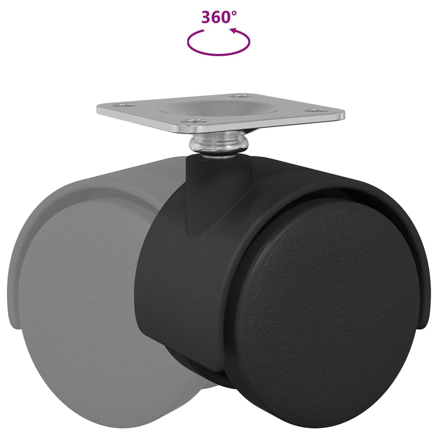 Swivel Castor 2 pcs Black 39.5 x 39.5 x 37.8 mm Iron and PP